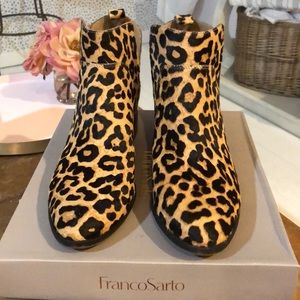 Franco Sarto Leather leopard booties